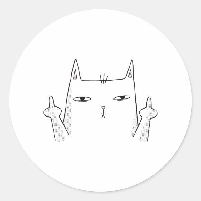 MITTLERE FINGER CAT RUNDER AUFKLEBER (Vorderseite)