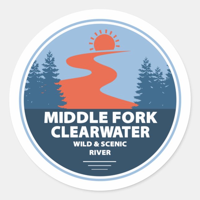 Mittlere Gabel Clearwater Wild und Landschaftliche Runder Aufkleber (Vorderseite)