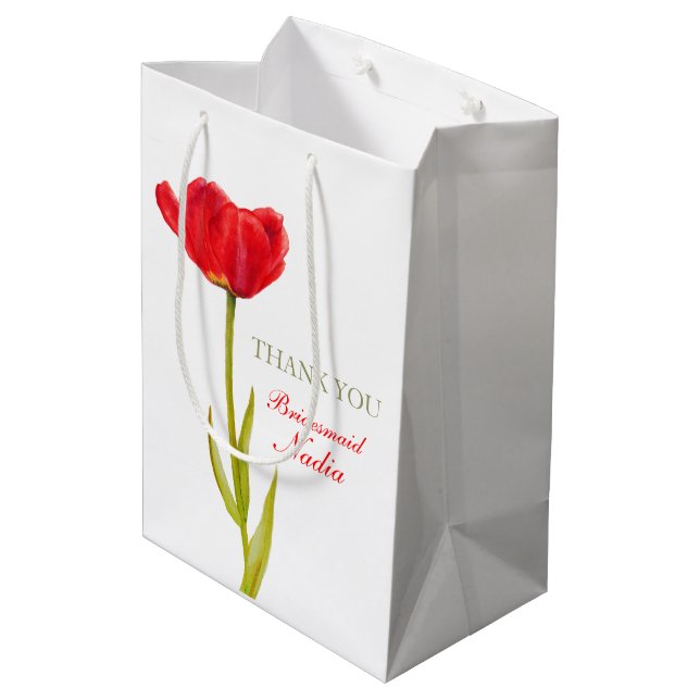 Mittlere Geschenktasche der roten Mittlere Geschenktüte (Rückseite Schrägansicht)