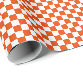 Mittlere helle orange und weiße Karos Geschenkpapier