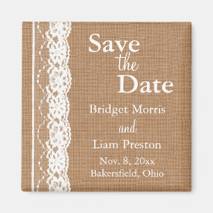 Mittlere Leinwand u. Vintager Spitze-Save the Date Magnet