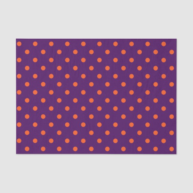 Mittlere Lila u. Kürbis-orange Polka-Punkte Seidenpapier (Vorderseite)