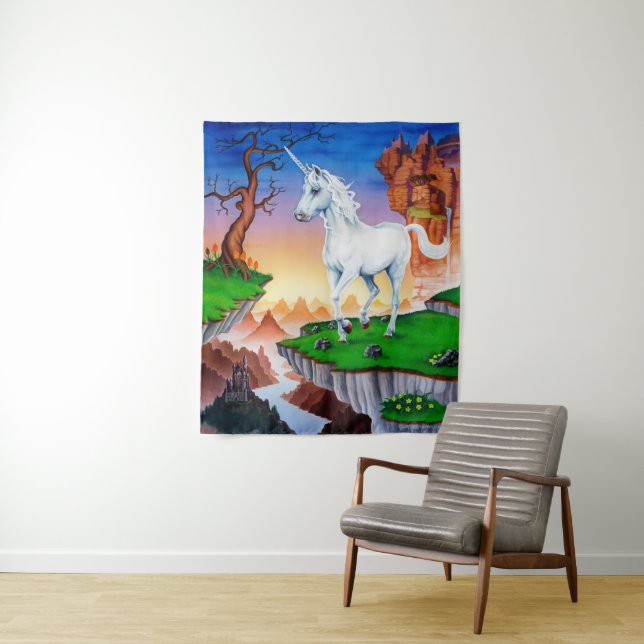 Mittlere magische Fantasy-Einhorntapestes Wandteppich (Beispiel)