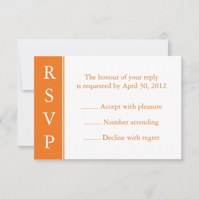 Mittlere Orange RSVP-Karte RSVP Karte (Vorderseite)