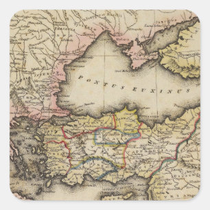 Mittlere Osten-Atlas-Karte Quadratischer Aufkleber