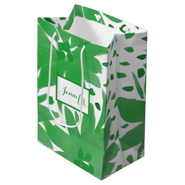 Mittlere Personalisierte Blumenbeuteltasche Mittlere Geschenktüte (Vorderseite Schrägansicht)
