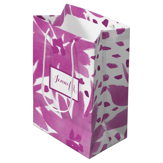 Mittlere Personalisierte Blumenbeuteltasche Mittlere Geschenktüte (Vorderseite Schrägansicht)