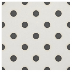 Mittlere Polka Dots Schwarz & Antikes Weiß Stoff