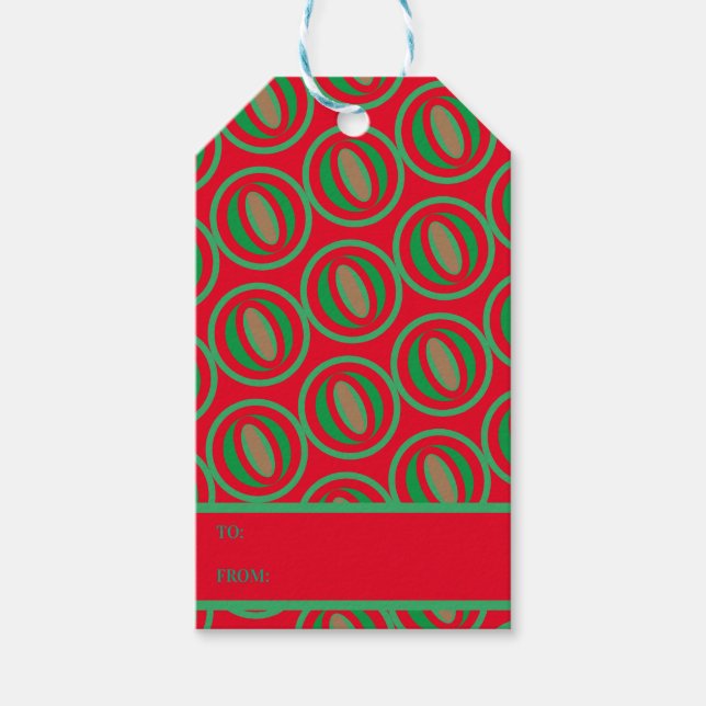 Mittlere rot/grüne Geschenktasche Geschenkanhänger (Vorderseite)