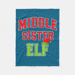 Mittlere Schwester-Elf-Weihnachtsfamilie Matching- Fleecedecke