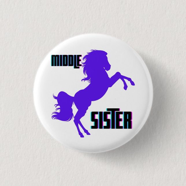 Mittlere Schwester Lila Pony Rearing Button (Vorderseite)