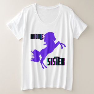 Mittlere Schwester Lila Pony Rearing Große Größe T-Shirt
