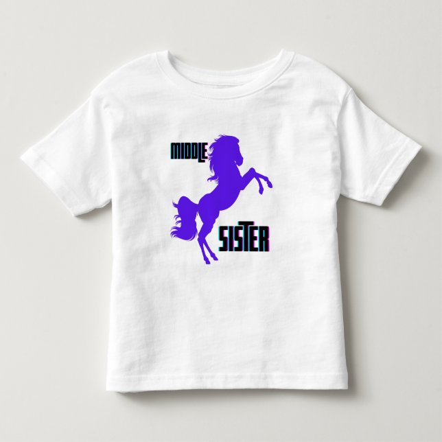 Mittlere Schwester Lila Pony Rearing Kleinkind T-shirt (Vorderseite)