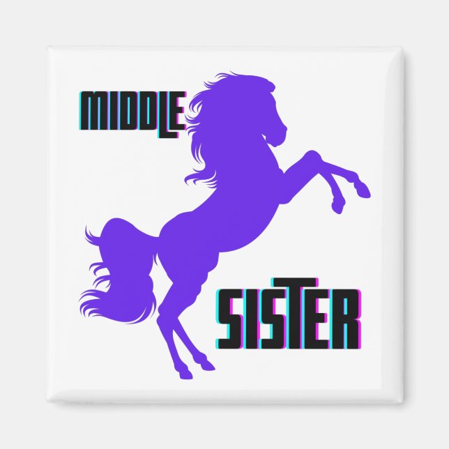 Mittlere Schwester Lila Pony Rearing Magnet (Vorne)