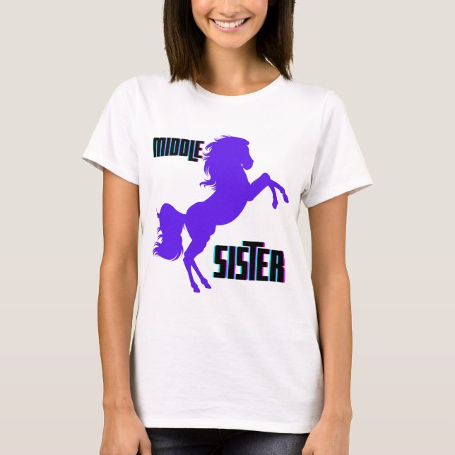 Mittlere Schwester Lila Pony Rearing T-Shirt (Vorderseite)
