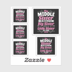 Mittlere Schwester New Big Sister 2024 Aufkleber