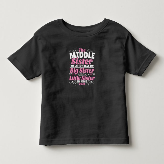 Mittlere Schwester New Big Sister 2024 Kleinkind T-shirt (Vorderseite)