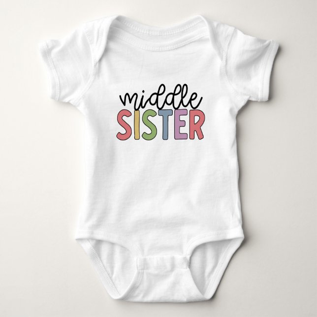 Mittlere Schwester Niedlich Matching Geschwister Baby Strampler (Vorderseite)