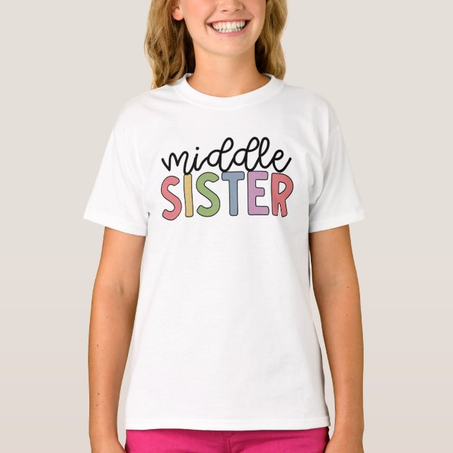 Mittlere Schwester Niedlich Matching Geschwister T-Shirt (Vorderseite)
