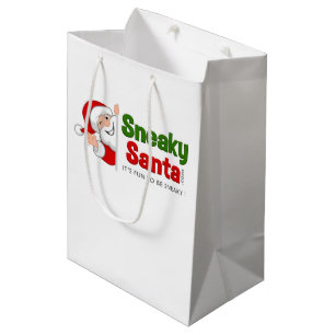 Mittlere Sneaky Santa Gift Bag Geschenktüte