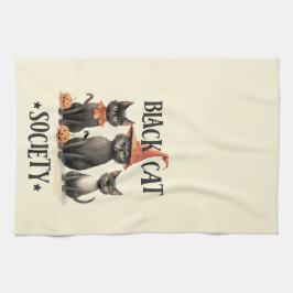 Mittlere Vintage Black Cat Society Geschirrtuch