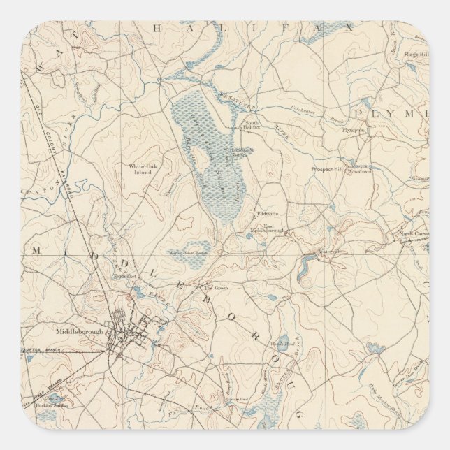 Mittlerer Bogen, Massachusetts Quadratischer Aufkleber (Vorderseite)