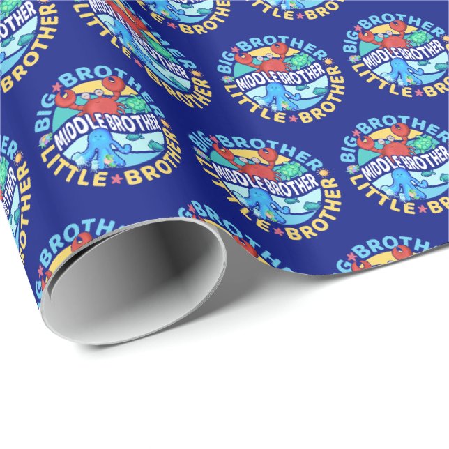 Mittlerer Bruder ist ein Groß und Kleiner Bruder Geschenkpapier (Rolleneckpunkt)