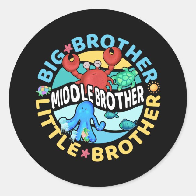 Mittlerer Bruder ist ein Groß und Kleiner Bruder Runder Aufkleber (Vorderseite)