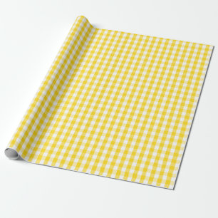 Mittlerer goldener gelber und weißer Gingham Geschenkpapier