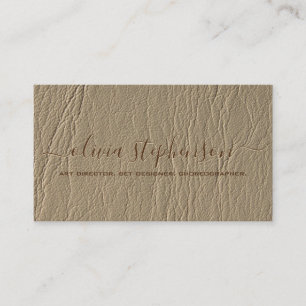 Mittlerer Kamel-Taupe-Kunstleder-Minimalist Visitenkarte
