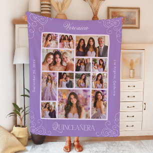 Mittlerer Lavendel 14 Foto Keepake Quinceañera Fleecedecke