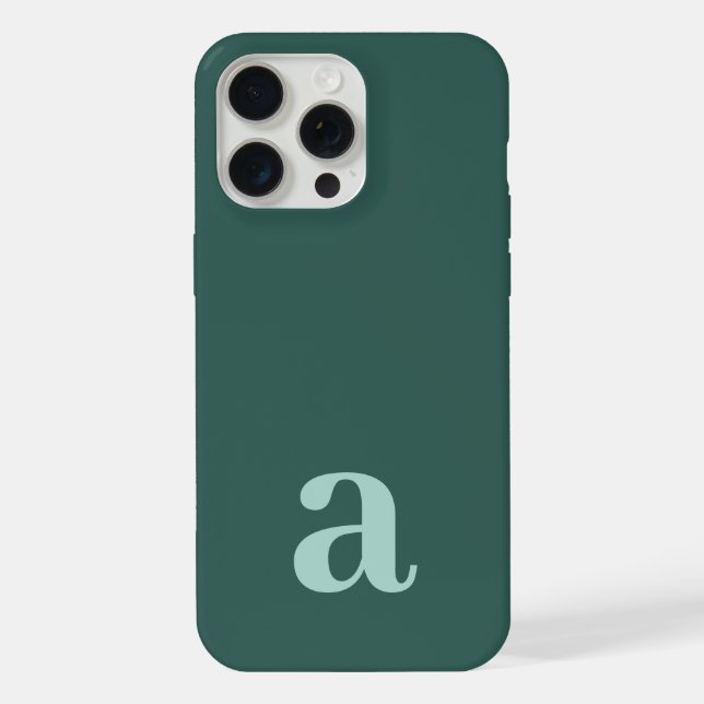Mittlerer Monogramm-Buchstabe Meergrün/Teal Minima iPhone 15 Pro Max Hülle (Rückseite)