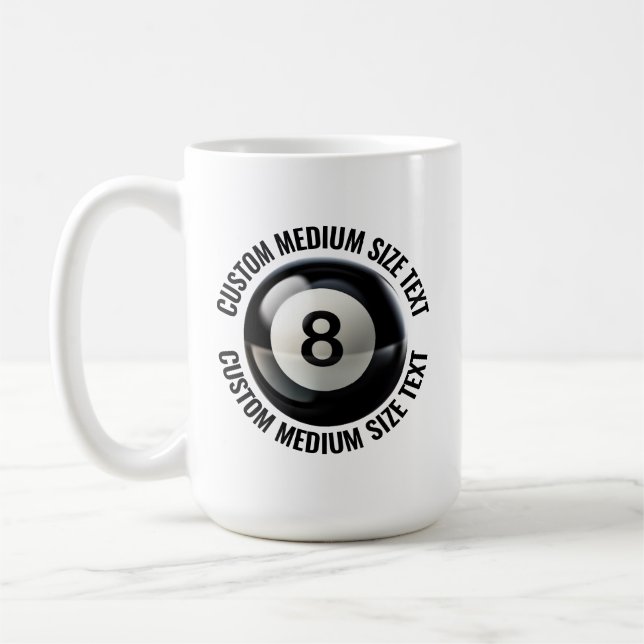 Mittlerer Personalisierter Textpool 8 Ball 15 oz.  Kaffeetasse (Links)