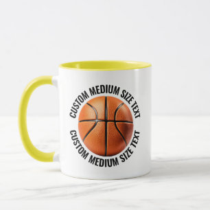 Mittlerer Text GELB Combo 11oz Individueller Baske Tasse