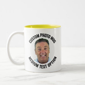 Mittlerer Text GELB Zweifarbig Personalisierte Fot Zweifarbige Tasse