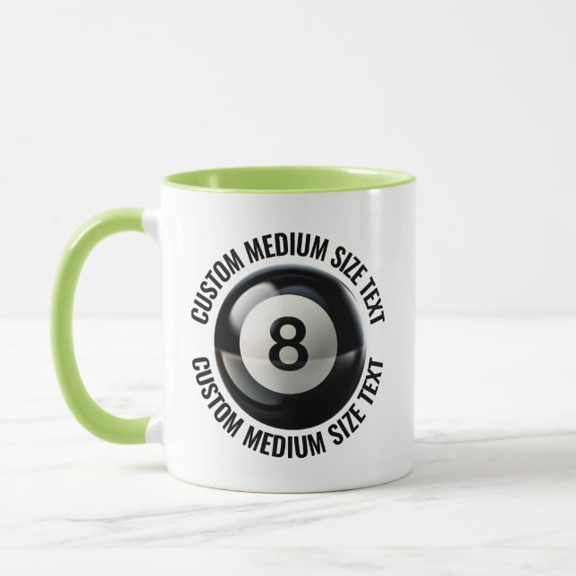 Mittlerer Text LIME GRÜN Combo 11oz Custom 8 Ball Tasse (Links)