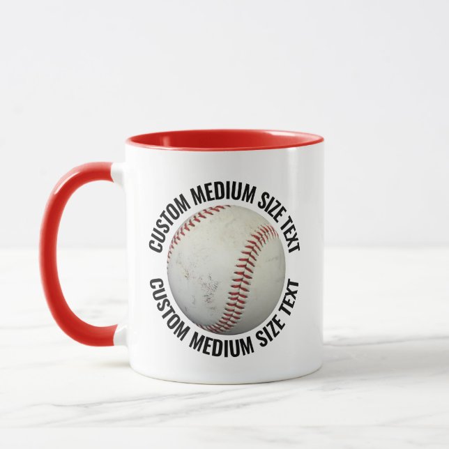 Mittlerer Text ROT Combo 11oz Individueller Baseba Tasse (Links)