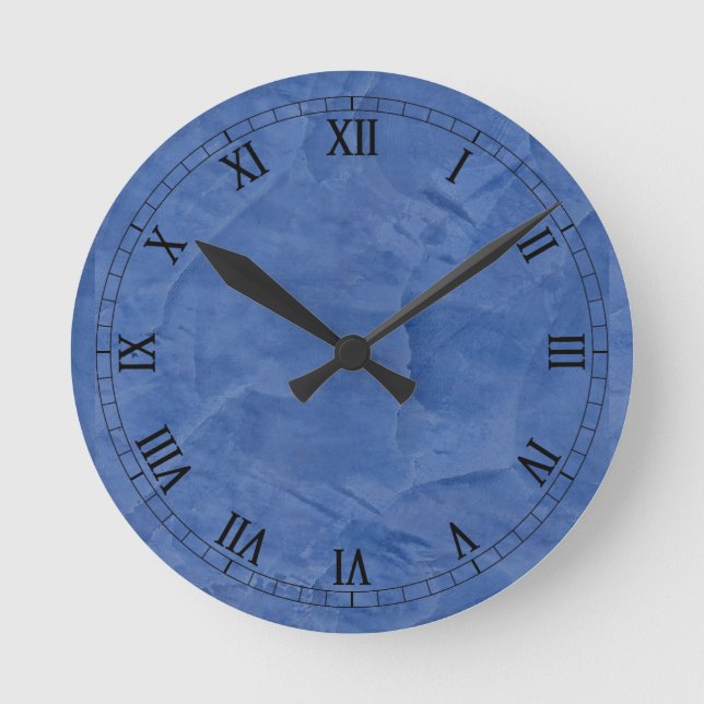Mittleres blaues Imitat beendet römische Ziffern Runde Wanduhr (Vorderseite)