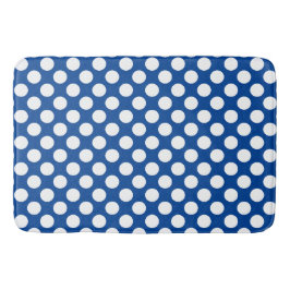 Mittleres blaues, weißes Polka Dot Muster Badematte
