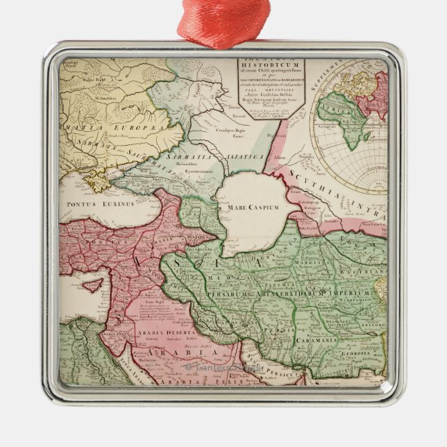 Mittleres EastPanoramic MapMiddle Ost Silbernes Ornament (Vorne)