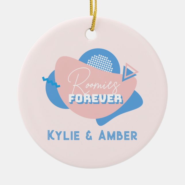 Mittleres Geschenk "Roomies Forever" Retro Custom  Keramik Ornament (Vorne)