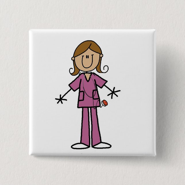 Mittleres Haut-Strichmännchen-weibliche Button (Vorderseite)