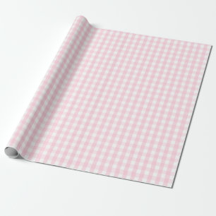 Mittleres hellrosa und weißes Gingham-Packpapier Geschenkpapier