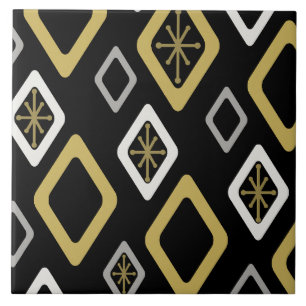 Mittleres Jahrhundert Diamonds Black Gold Fliese