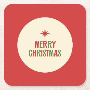 Mittleres Jahrhundert frohe Weihnachts Retro Typog Rechteckiger Pappuntersetzer