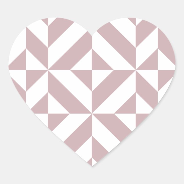 Mittleres Mauve Geometric Deko Cube Muster Herz-Aufkleber (Vorderseite)