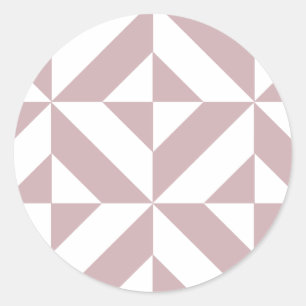 Mittleres Mauve Geometric Deko Cube Muster Runder Aufkleber