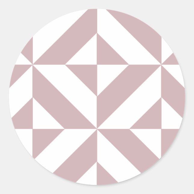 Mittleres Mauve Geometric Deko Cube Muster Runder Aufkleber (Vorderseite)