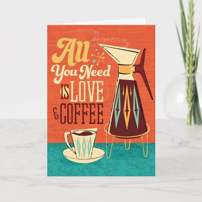 Mittlerweile brauchen Sie nur noch Liebe + Kaffee  Dankeskarte (Vorderseite)