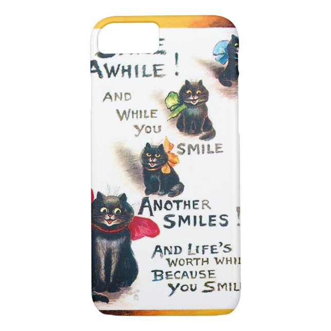 Mittlerweile lächeln Schwarze Katze, Louis Wain Case-Mate iPhone Hülle (Rückseite)
